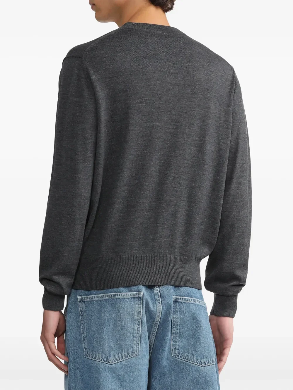 AMI Paris Ami De Coeur Merino Wool Cardigan Grey - Image 4