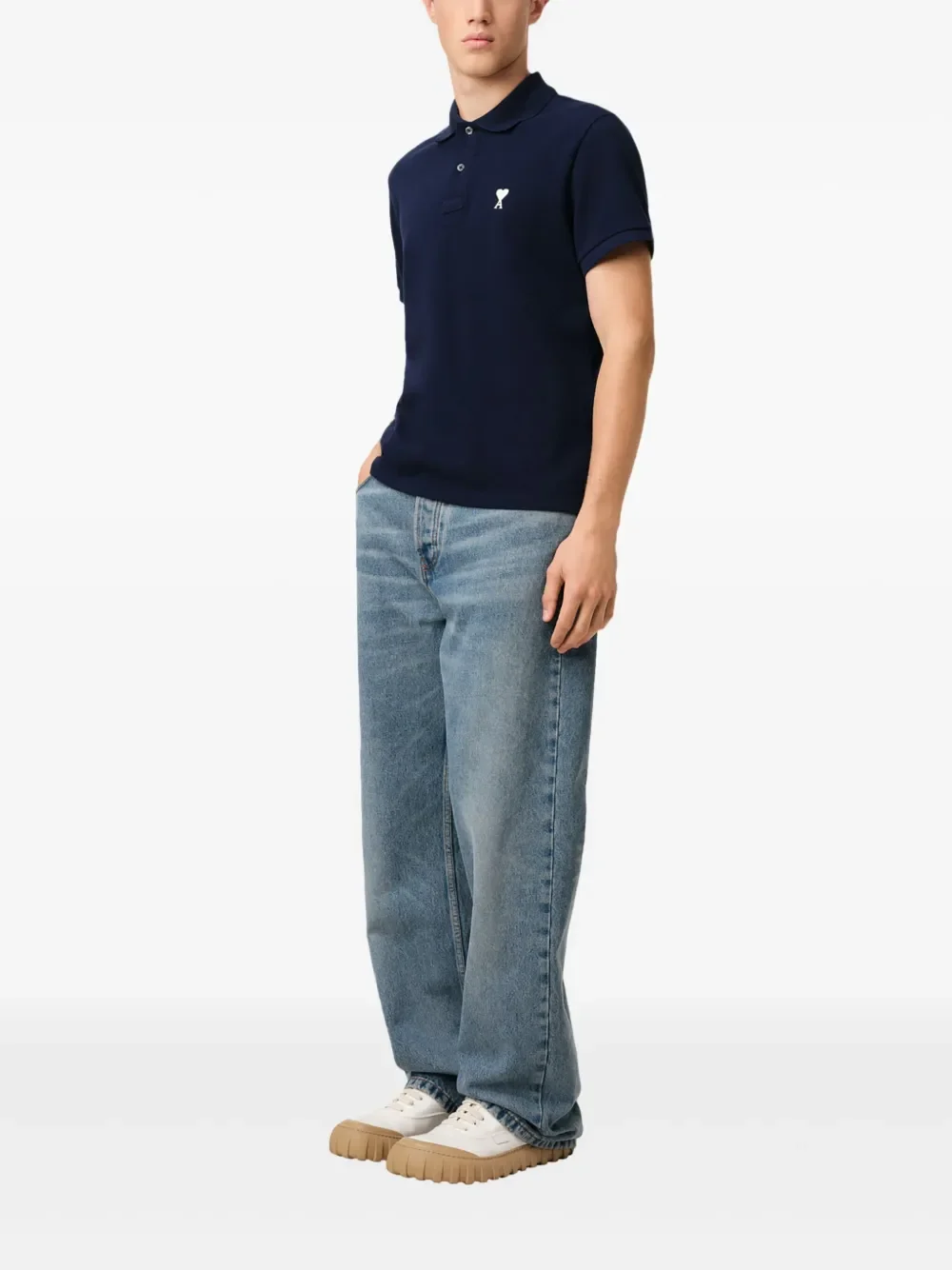 AMI Paris Ami de Coeur Organic Cotton Polo Shirt - Image 3