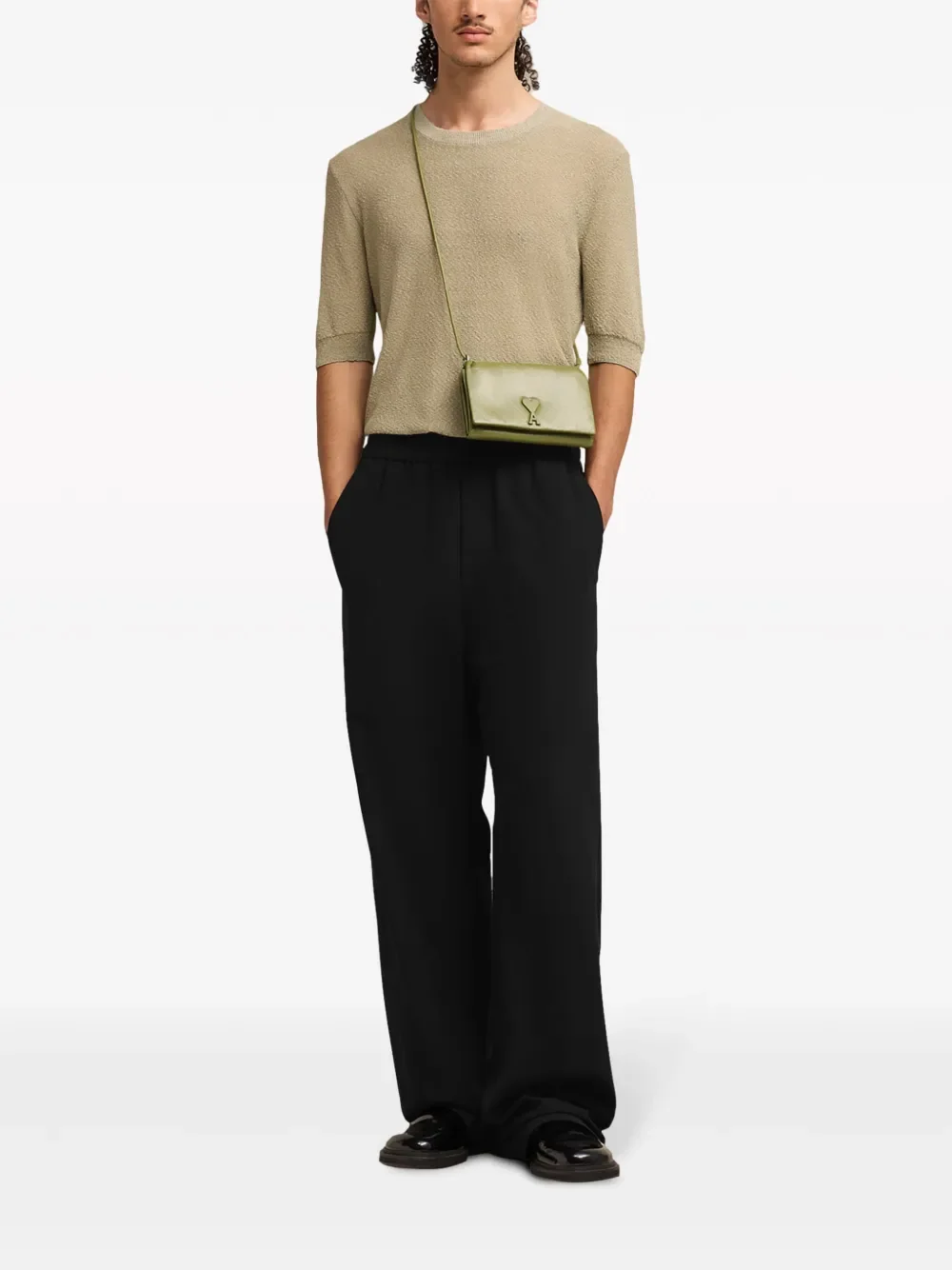 AMI Paris Ami de Coeur Wide-Leg Cotton Trousers - Image 2