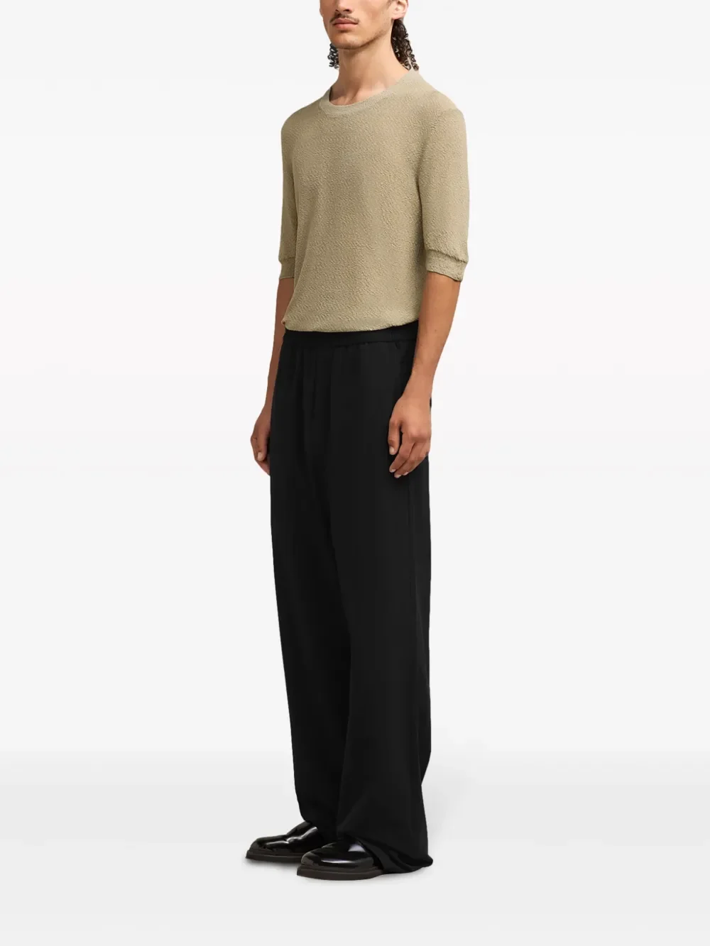 AMI Paris Ami de Coeur Wide-Leg Cotton Trousers - Image 3