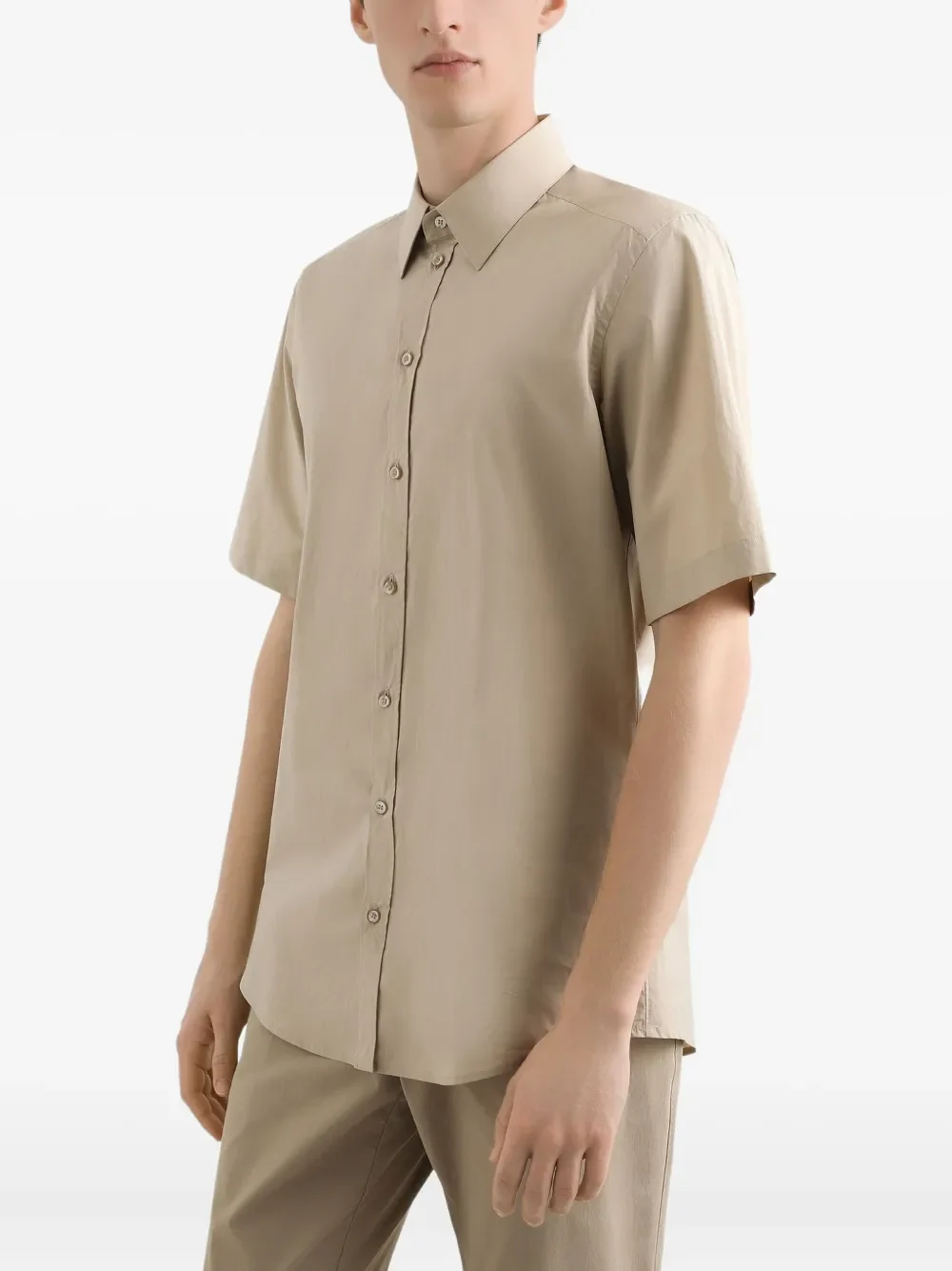 Dolce & Gabbana Button-Up Short-Sleeve Shirt Beige - Image 4