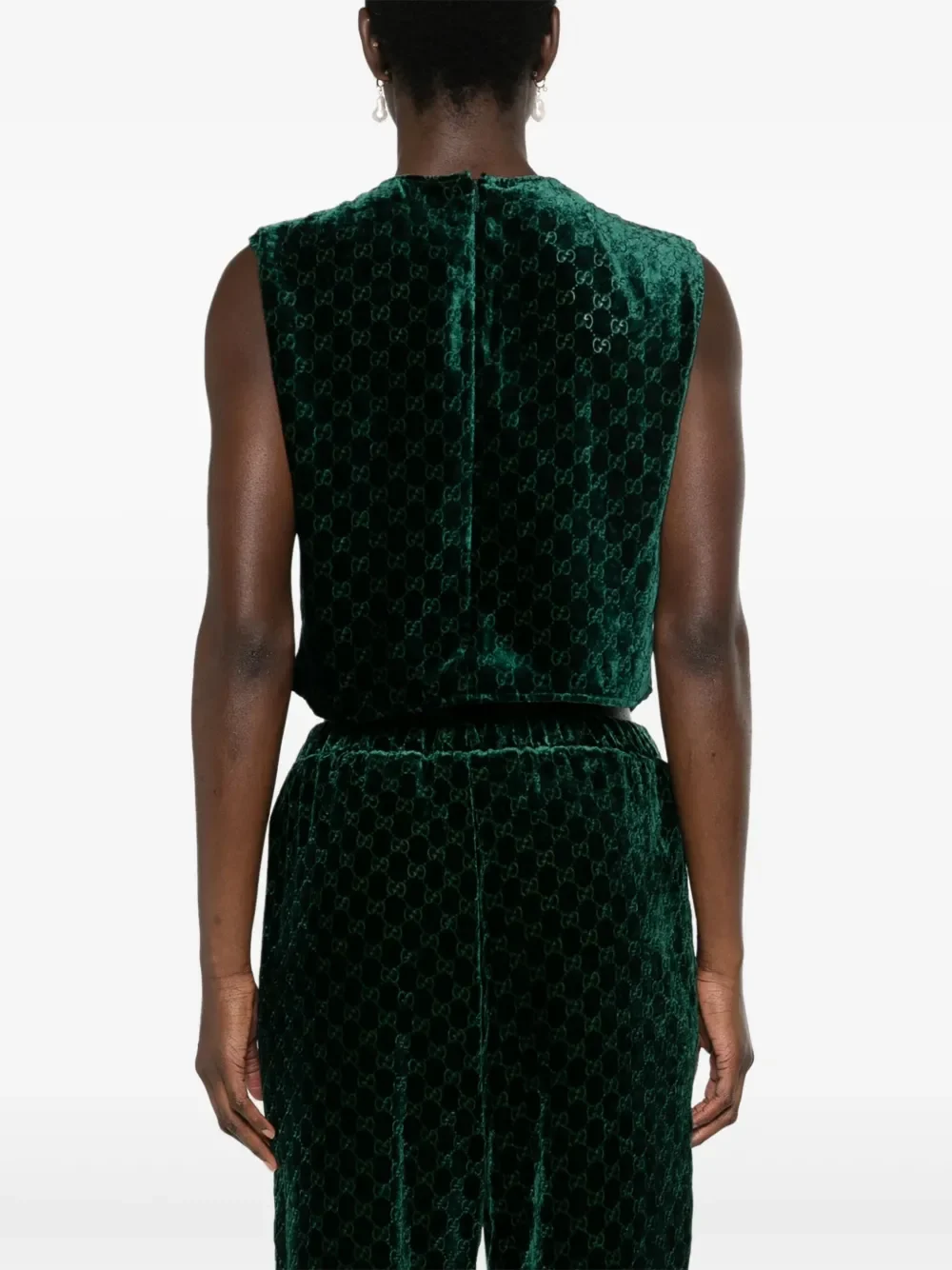 Gucci GG Supreme Forest Green Velvet Tank Top - Image 4