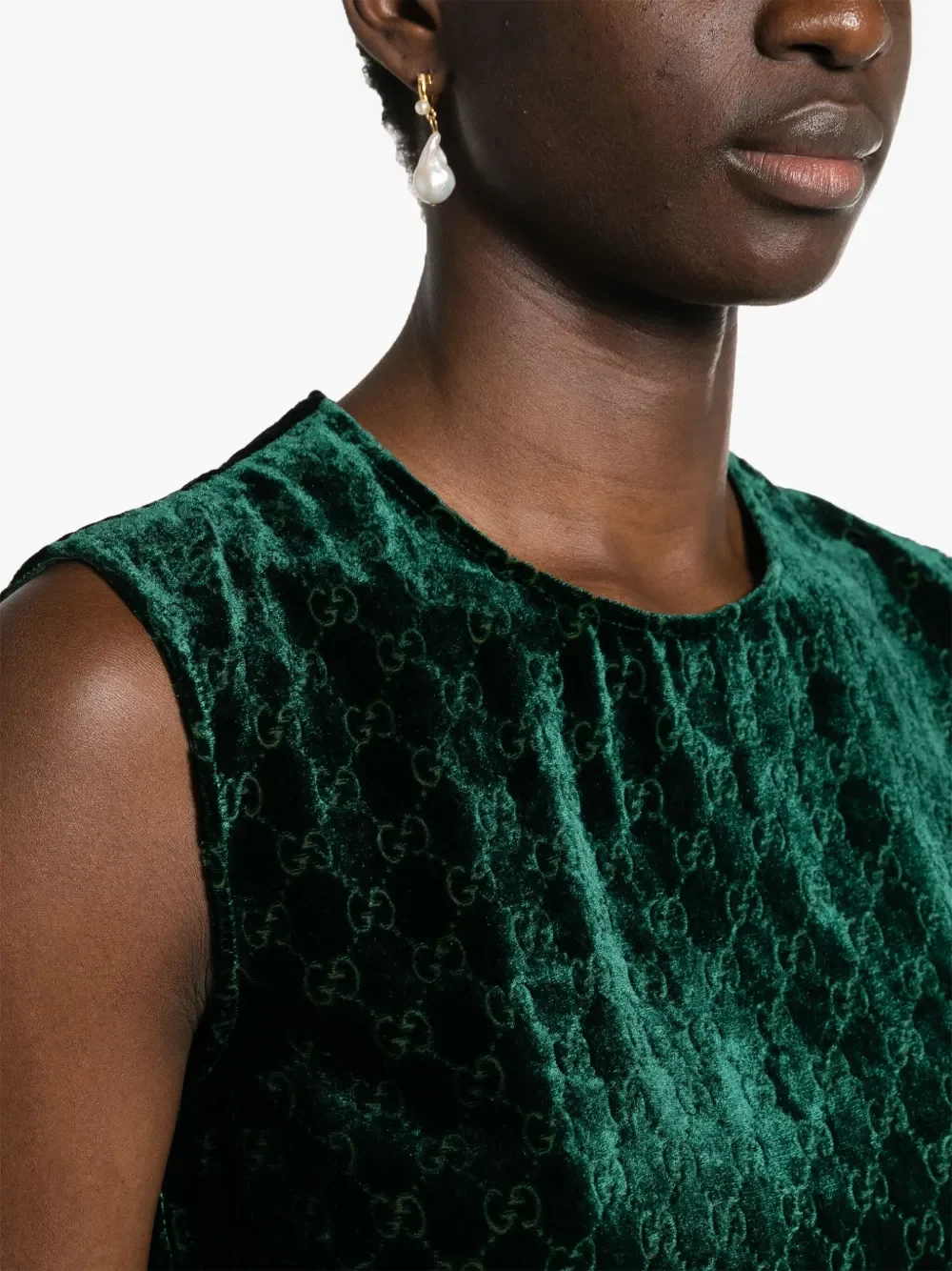 Gucci GG Supreme Forest Green Velvet Tank Top - Image 5