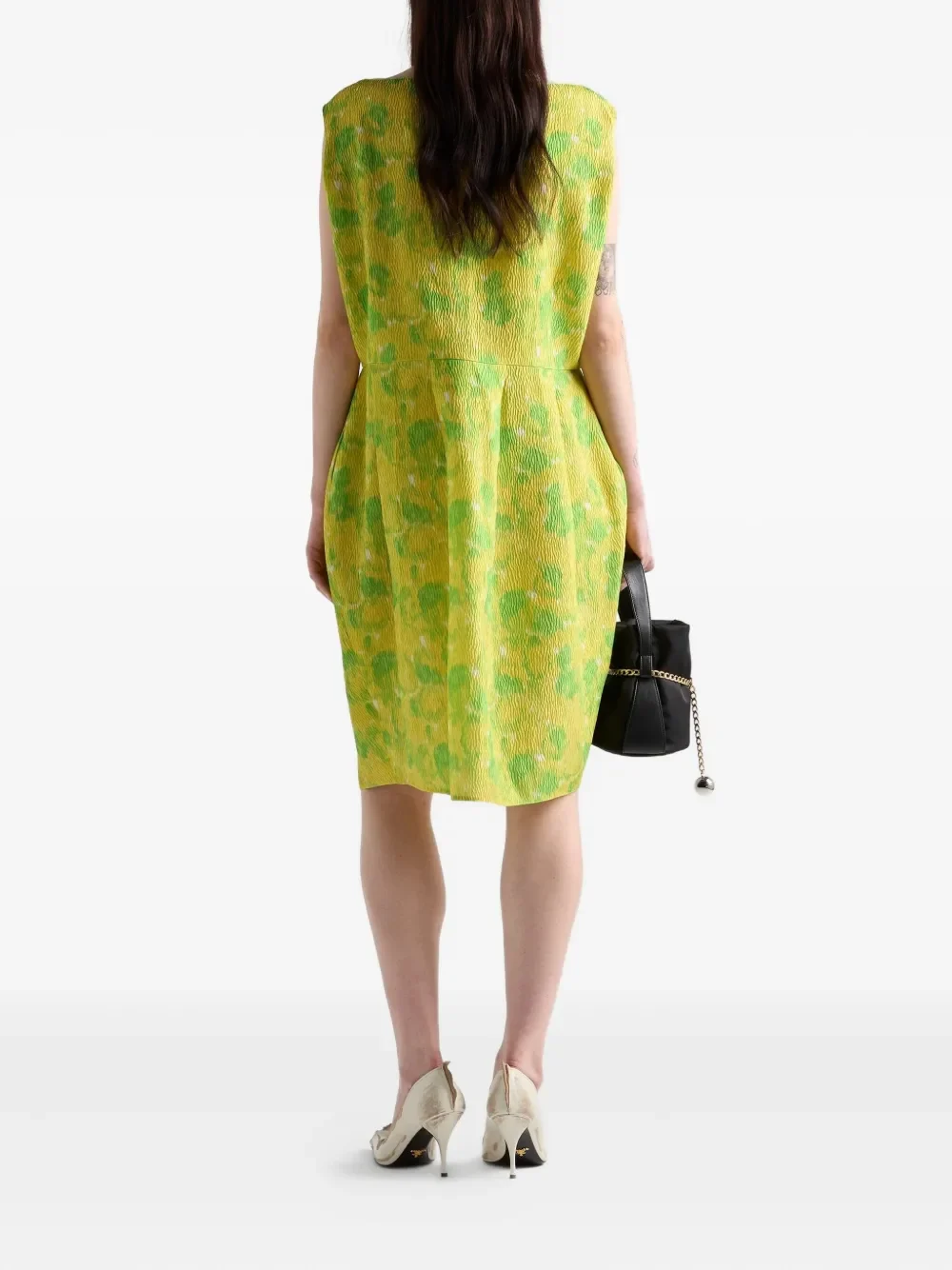 Prada Floral-Print Bow-Detail Silk Mini Dress - Image 3