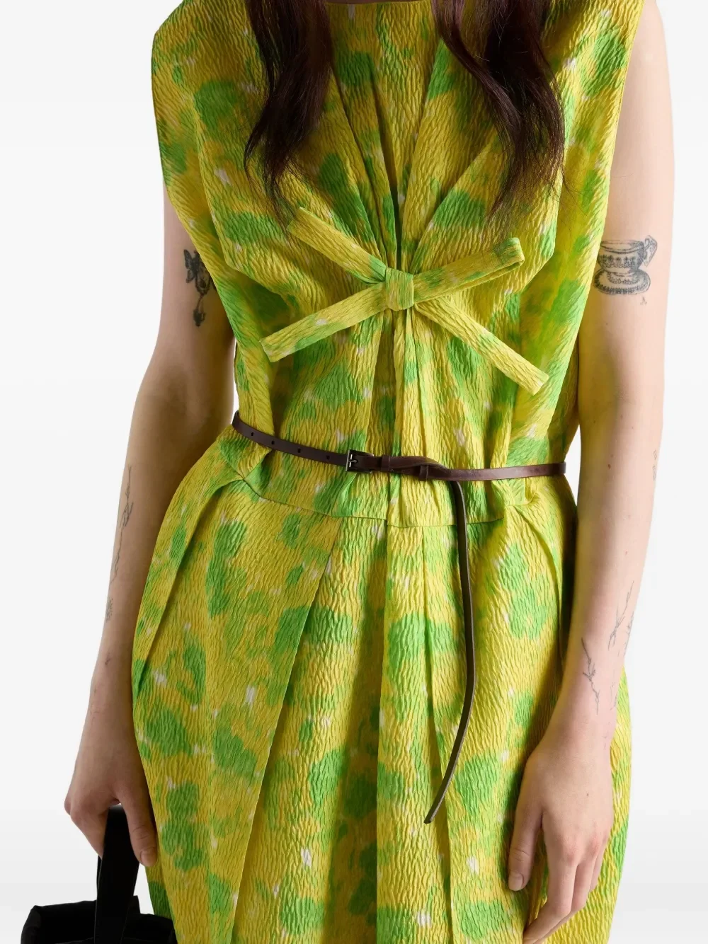 Prada Floral-Print Bow-Detail Silk Mini Dress - Image 5