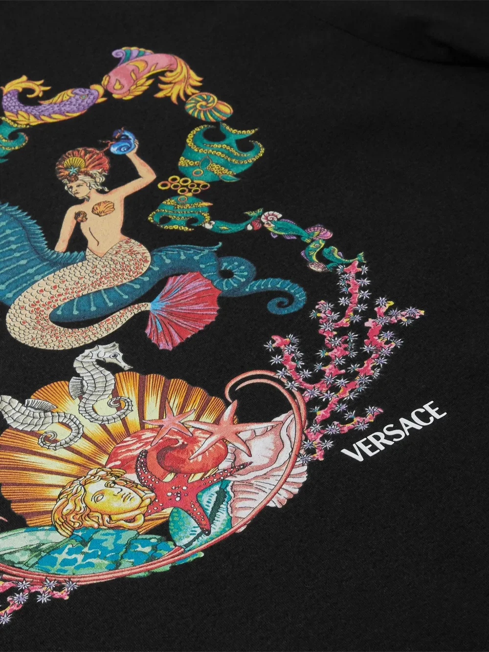 Versace Coral Theatre Cotton T-shirt Black - Image 3